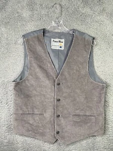 Pioneer Wear Suit Vest Men Size 40 Gray Corduroy Button Up Western Cowboy USA - Picture 1 of 10