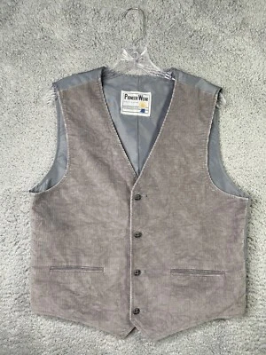 Pioneer Wear Suit Vest Men Size 40 Gray Corduroy Button Up Western Cowboy USA - Image 1 of 4