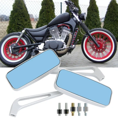 Espejos retrovisores rectangulares cromados para motocicleta Suzuki Intruder 250 800 1400 1500 Bobber Foto 1 de 4