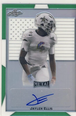 JAYLEN ELLIS 2019 Leaf Metal Army All American Green Flag /4 AUTO COLORADO WR - Image 1 of 2