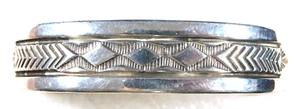 NAVAJO BRUCE MORGAN STERLING Deeply Stamped HANDMADE Man's HEAVY BRACELET - Picture 1 of 8