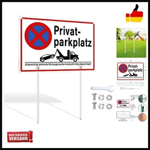 Privatparkplatz Schild mit Pfosten Halterung Alu 30x20cm A4 Parkverbotsschild... - Bild 1 von 11