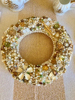 Corona de Navidad vintage joyería corona colgante de pared centro de mesa decoración Foto 1 de 4