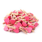 50pcs Heart Love Wooden Clothes Photo Paper Peg Pin Clothespin Postcard Clips ZM