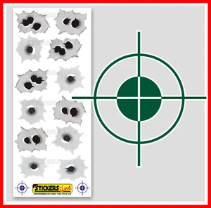 kit di adesivi raffica proiettili colpi di pistola fori buchi lamiera - Picture 1 of 1