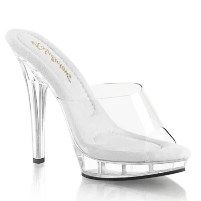 PLEASER FABULICIOUS LIP-101 COMPETITION POSING STILETTO HEEL MULES SANDALS - Image 1 of 4