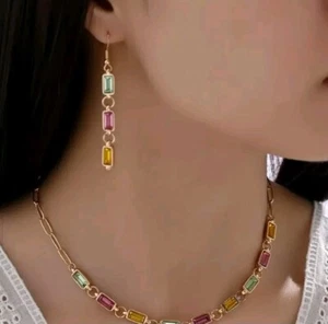 Set gioielli con strass multicolore collana e orecchini - Foto 1 di 4