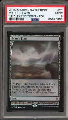 Magic the Gathering MTG Marsh Flats B.F.Z. Expeditions Foil #21 PSA 9 Mint - Image 1 of 2