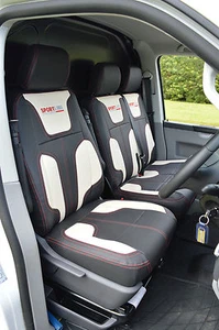 VW Transporter T5 Sportline Replica Waterproof Leatherette Seat Covers - Picture 1 of 12