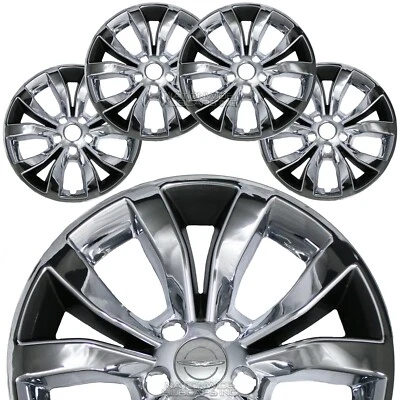 4 хромированных + черных 17-дюймовых колпака ступицы колпаки обода для Chrysler 300 2015-2020 годов выпуска - Изображение 1 из 4