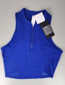 Fabletics Half Zip Up Tank Top Blau Crop Top Sportlich Große Mesh Seiten - Bild 1 von 6