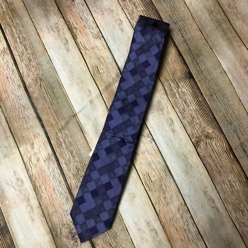 Corbata de cuello Bar III para hombre púrpura eclipse caja cuadros ajustada mota formal informal Foto 1 de 1