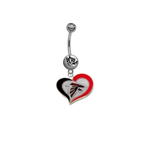 Atlanta Falcons Swirl Heart Football Belly Button Navel Ring Piercing Cover
