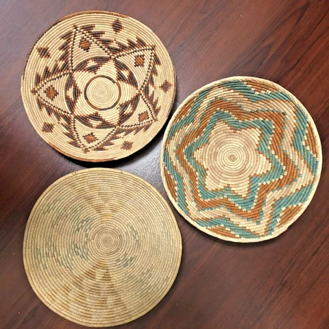 Baskets - Hand-woven Lot of 3, Large Decorative Pattern in Native American Style Cover