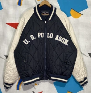 Vintage US Polo Assn Bomber Jacket 2XL Embroidered Varsity 90s Quilted Avirex - Picture 1 of 13