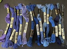 Lot of 22 Blue DMC 6 Strand Embroidery Floss Cotton Thread