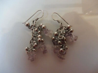 Bellissimi Orecchini (Pendenti), 925 Argento Con Palline E Pietre - Immagine 1 di 4