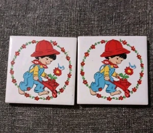 VTG Lot Of 2 Jasco Ceramic Trivet Countrycore 4"L×4"H Coaster Farmcore Gardener - Picture 1 of 13