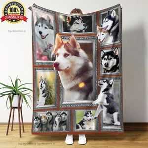 Coperta in Pile Siberian Husky, Enorme Regalo Amante dei Cani, Regalo di Natale - Foto 1 di 5