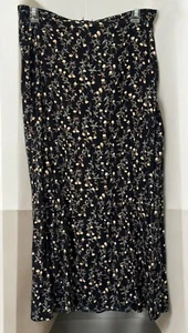 Gina Peters Womens Midi Skirt Size 16 Floral Print Black Office Wear - Picture 1 of 8