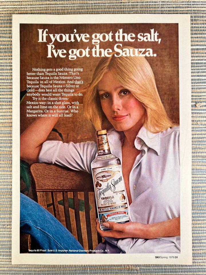 Tequila Sauza Plata Oro México Sal Hermosa Mujer 1976 Anuncio Impreso Vintage Foto 1 de 1
