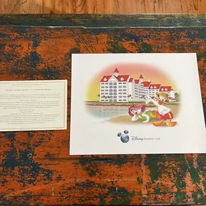 Grand Floridian Donald Duck Daisy Duck Lithograph Disney Vacation Club DVC COA - Picture 1 of 3