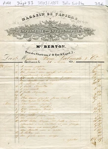 Dépt 33 - Bordeaux 2 Rue Saint Esprit - Belle Entête Imprimerie du 31/03/1852 - Picture 1 of 1