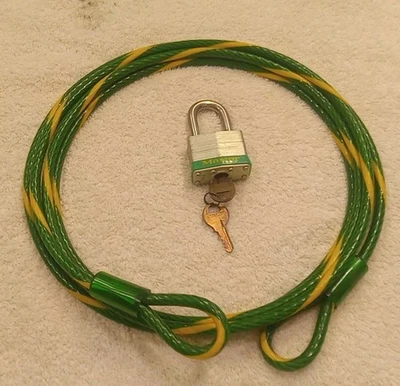 Bike Lock Cable 10ft x12mm Steel W/Craftsman Lock W/2Key Bike, Scooter, Anything - Image 1 of 4