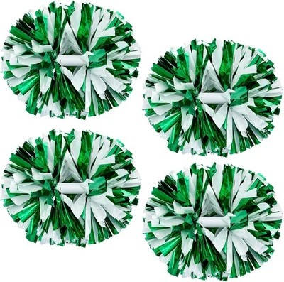 Supkiir 4шт черлидинг помпоны для черлидера костюм женщин, зеленый белый  - Изображение 1 из 4