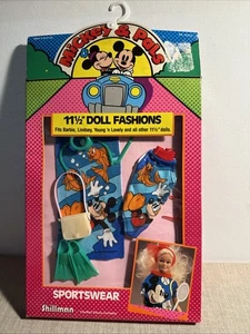 VINTAGE 1986 SHILLMAN MICKEY & PALS 11 1/2" BARBIE DISNEY SPORTSWEAR OUTFIT NOC - Bild 1 von 12