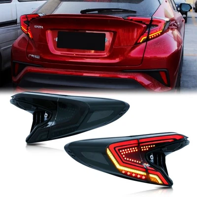 LED Tail Lights for Toyota C-HR CHR 2018-2022 Black Rear Lamps Pair Assembly - Image 1 of 4