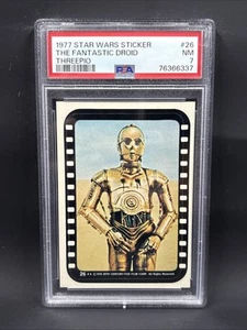 1977 STAR WARS STICKER THE FANTASTIC DROID THREEPIO! #26 PSA 7 - Picture 1 of 2