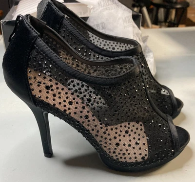 Mujer Talla 8.5 Colección De Blossom Peep Toe Tacones Negros Joya Nuevos ¡Bonitos! Foto 1 de 4