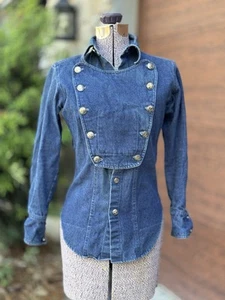 Vintage 80s Cowboy Bib Women's Frontier Shirt Country Western Wear Sz 32 Medium - Picture 1 of 10