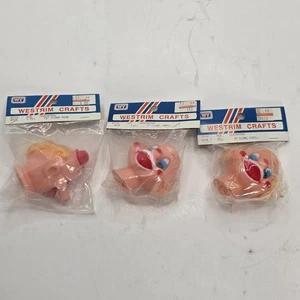 Vintage Westrim Crafts Vinyl Clownköpfe neu aus altem Lagerbestand Stil 6539 6574 Puppe Puppenherstellung - Bild 1 von 12