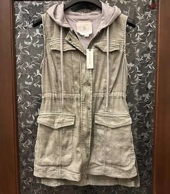 Hei Hei Anthropologie Chaleco con Capucha Utilitario Musgo Verde Lyocell XS Nuevo Foto 1 de 4