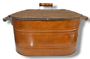Vintage Primitive Copper Boiler W/ Lid Antique Revere 20th Century 23" - Picture 1 of 11