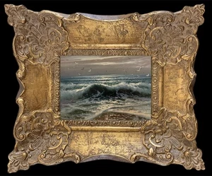 Framed Original Oil Painting On Canvas Seascape Signed By The Artist - Picture 1 of 2