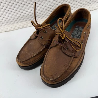 Vintage Polo Country Ralph Lauren Men Boat Shoes Leather Brown Lace Up Casual 8D - Image 1 of 4