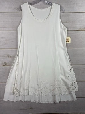 Vintage Uluwatu Dress Women XL White Embroidered Crochet Boho Vacation Beach NWT - Image 1 of 4