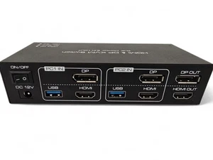 8K60Hz HDMI DisplayPort KVM Switch 2 Monitors 2 Computers 4x USB 3.0 Wired Remot - Afbeelding 1 van 6