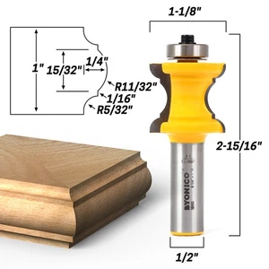 1" Bullnose & Cove Furniture Trim & Molding Router Bit -1/2" Shank -Yonico 13103 - Picture 1 of 1