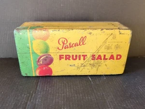 VINTAGE EMPTY METAL TIN ADVERTISING PASCALL FRUIT SALAD - Picture 1 of 7