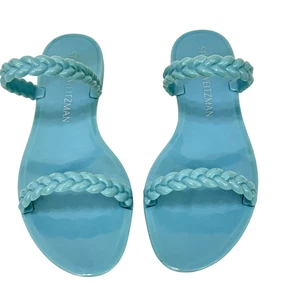 Stuart Weitzman NWOB Sawyer Braided Jelly Slide Sandals Flat Light Blue Size 9B - Picture 1 of 10
