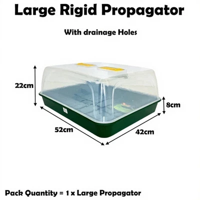 1 x 52cm Propagator Rigid Vented Cover Set Half Size Gravel Tray With Holes - Image 1 of 4