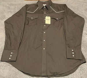 Ely Cattleman Shirt Western Mens Large Long Sleeve Pearl Snap NWT Black - Picture 1 of 24