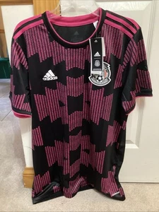 Camiseta deportiva Adidas México 2020-2021 GRANDE NUEVA CON ETIQUETAS Selección Nacional de Fútbol local NEGRA/ROSA - Imagen 1 de 9