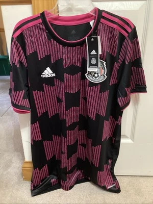 Camiseta deportiva Adidas México 2020-2021 GRANDE NUEVA CON ETIQUETAS Selección Nacional de Fútbol local NEGRA/ROSA Foto 1 de 4