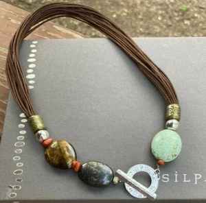 Silpada N1891 Sterling Tigers-Eye  Sponge Coral  Howlite  Pyrite Necklace $99 - Picture 1 of 6