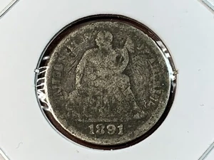 1891 Liberty Seated Silver Dime - 10c Philadelphia Mint Type 5 - Good Condition - Bild 1 von 4